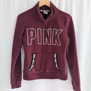 VS Pink Quarter Zip Maroon Sweatshirt